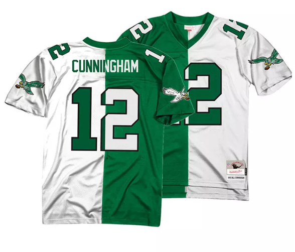Mens Philadelphia Eagles #12 Randall Cunningham Home Away Split Legacy Stitched Jersey