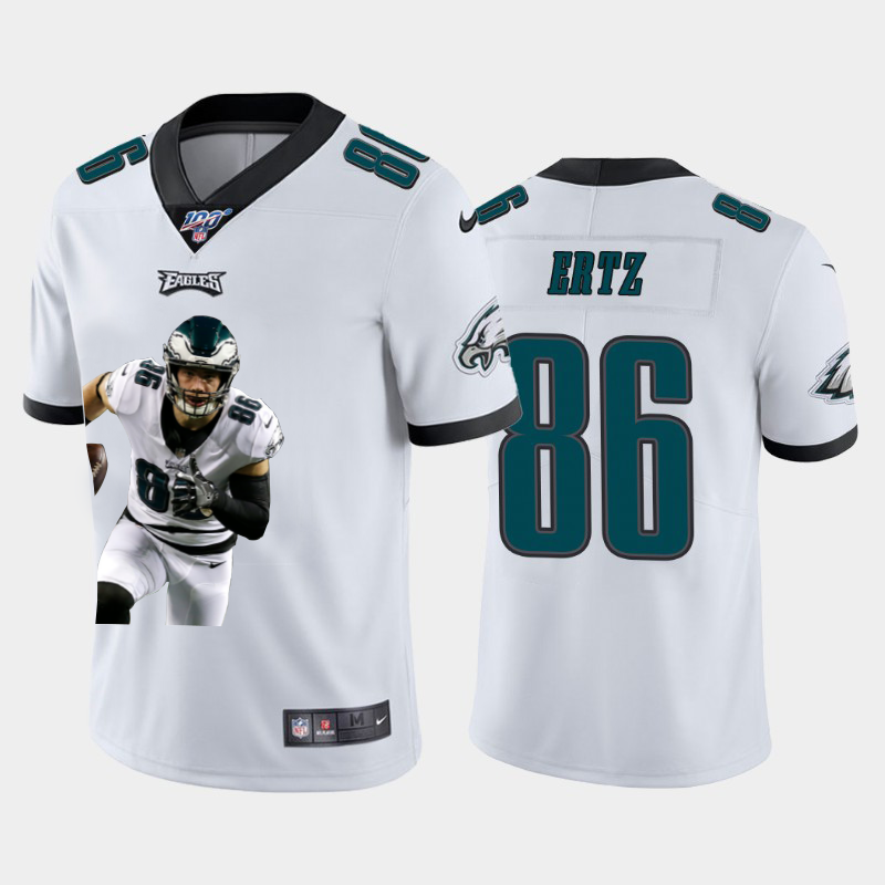 Mens Philadelphia Eagles #86 Zach Ertz White 100th Season Portrait Edition Limited Stitched Jersey