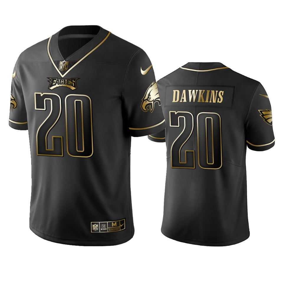 Mens Philadelphia Eagles #20 Brian Dawkins Black 2019 Golden Edition Limited Stitched NFL Jersey