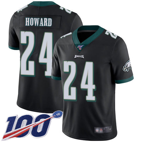 Mens Philadelphia Eagles #24 Jordan Howard Black 2019 100th Season Vapor Untouchable Limited Stitched NFL Jersey