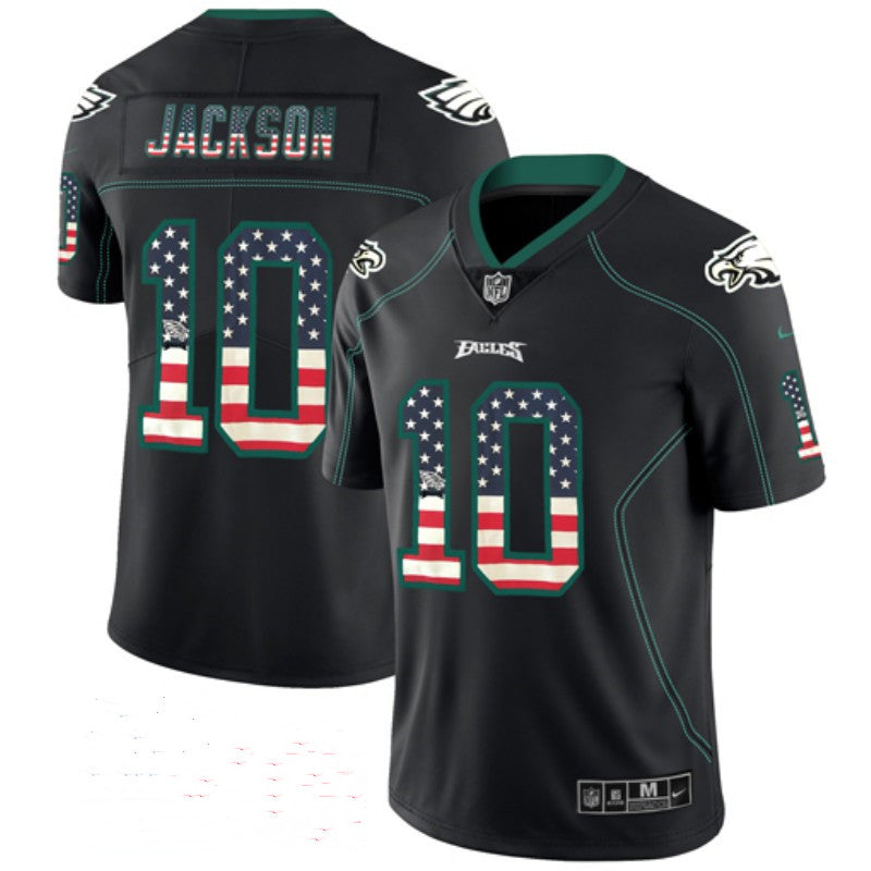 Mens Philadelphia Eagles #10 DeSean Jackson Black USA Flag Color Rush Limited Fashion NFL Stitched Jersey
