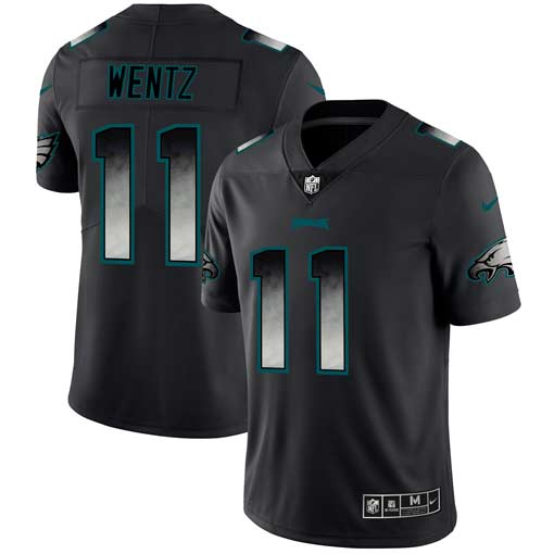 Mens Philadelphia Eagles #11 Carson Wentz Black 2019 Smoke Fashion Limited Stitched NFL Jersey