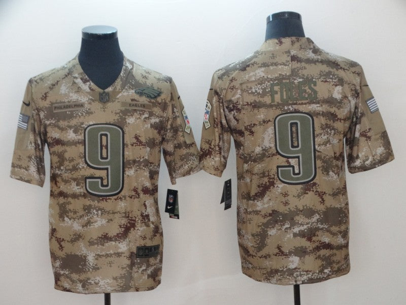 Mens Philadelphia Eagles #9 Nick Foles 2018 Camo Salute To Service Limited Stitched NFL Jersey