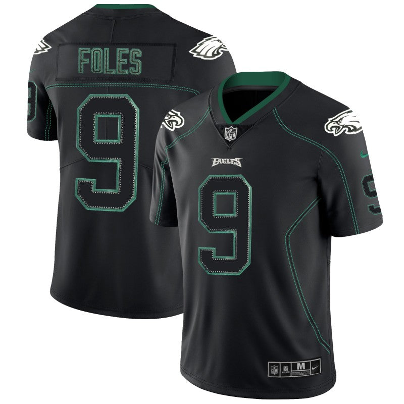 Mens Philadelphia Eagles #9 Nick Foles NFL 2018 Lights Out Black Color Rush Limited Jersey