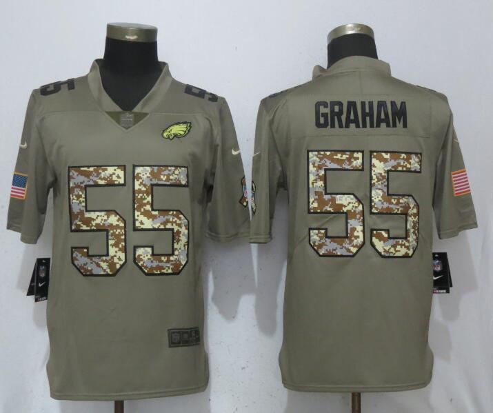 Mens Philadelphia Eagles #55 Brandon Graham Olive Camo Salute To Service Limited Stitched NFL Jersey