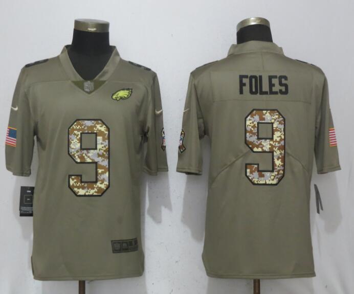 Mens Philadelphia Eagles #9 Nick Foles Olive Camo Salute To Service Limited Stitched NFL Jersey
