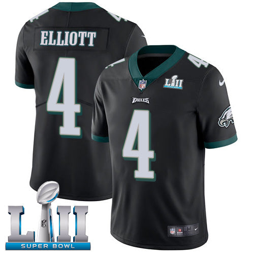 Mens Philadelphia Eagles #4 Jake Elliott Black Super Bowl LII Game Stitched NFL Jersey