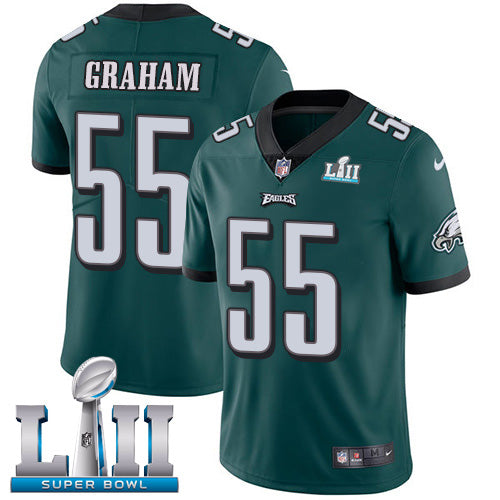 Mens Philadelphia Eagles # 55 Brandon Graham Green Super Bowl LII Game Stitched NFL Jersey