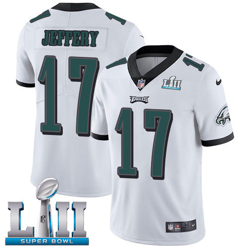 Mens Philadelphia Eagles #17 Alshon Jeffery White Super Bowl LII Game Stitched NFL Jersey