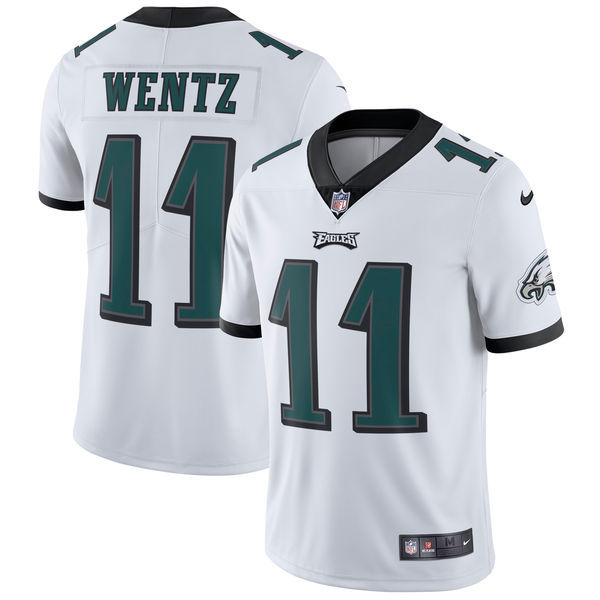 Mens Philadelphia Eagles #11 Carson Wentz Nike White Vapor Untouchable Limited Stitched NFL Jersey