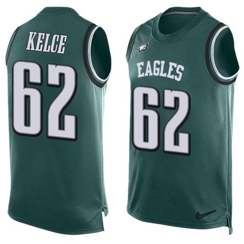 Nike Eagles #62 Jason Kelce Midnight Green Team Color Mens Stitched NFL Limited Tank Top Jersey