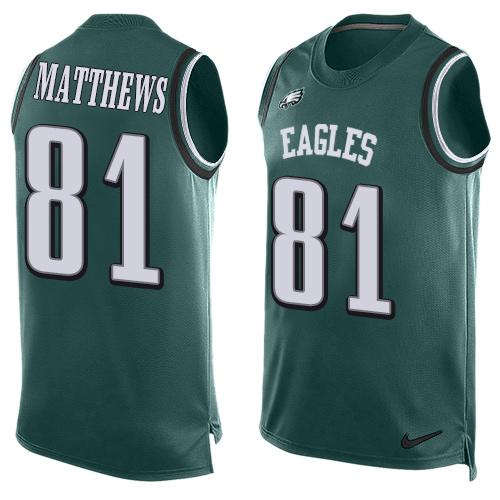 Nike Eagles #81 Jordan Matthews Midnight Green Team Color Mens Stitched NFL Limited Tank Top Jersey