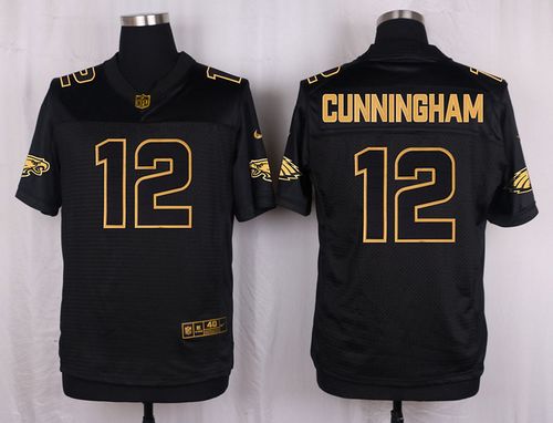 Nike Eagles #12 Randall Cunningham Black Mens Stitched NFL Elite Pro Line Gold Collection Jersey