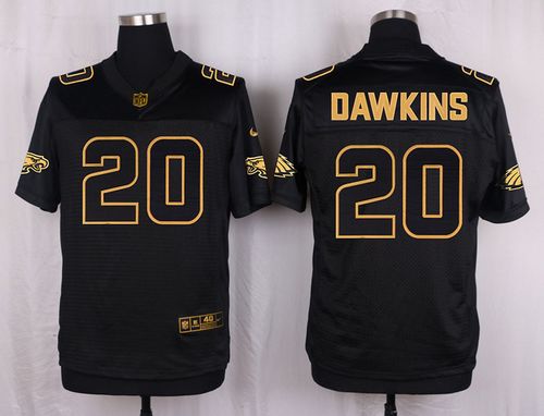 Nike Eagles #20 Brian Dawkins Black Mens Stitched NFL Elite Pro Line Gold Collection Jersey