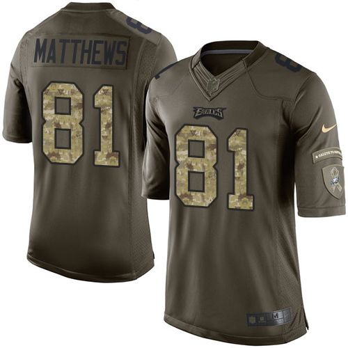 Nike Eagles #81 Jordan Matthews Green Mens Stitched NFL Limited Salute to Service Jersey