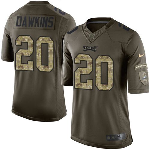 Nike Eagles #20 Brian Dawkins Green Mens Stitched NFL Limited Salute to Service Jersey