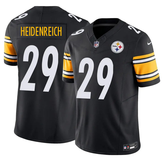 Mens Pittsburgh Steelers #29 Eli Heidenreich Black 2026 Draft FUSE Vapor Limited Stitched Football Jersey