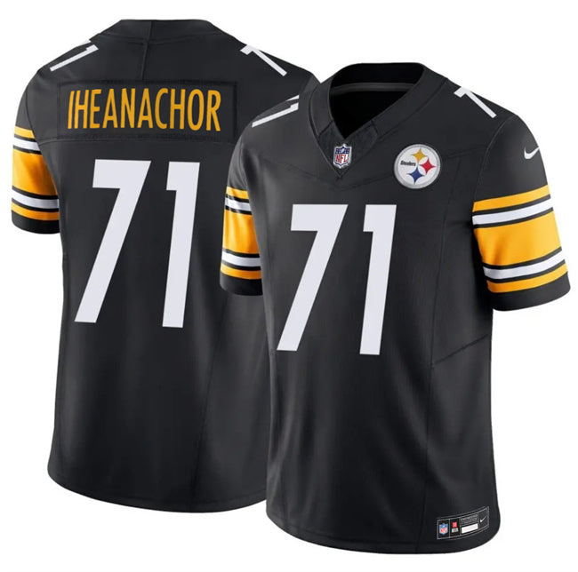 Mens Pittsburgh Steelers #71 Max Iheanachor Black 2026 Draft FUSE Vapor Limited Stitched Football Jersey
