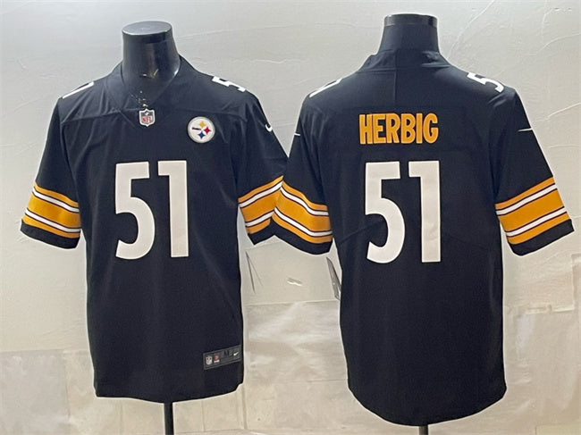 Mens Pisttburgn Steelers #51 Nick Herbig Black Vapor Untouchable Limited Stitched Football Jersey