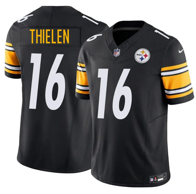 Mens Pittsburgh Steelers #16 Adam Thielen Black 2025 FUSE Vapor Limited Stitched Football Jersey