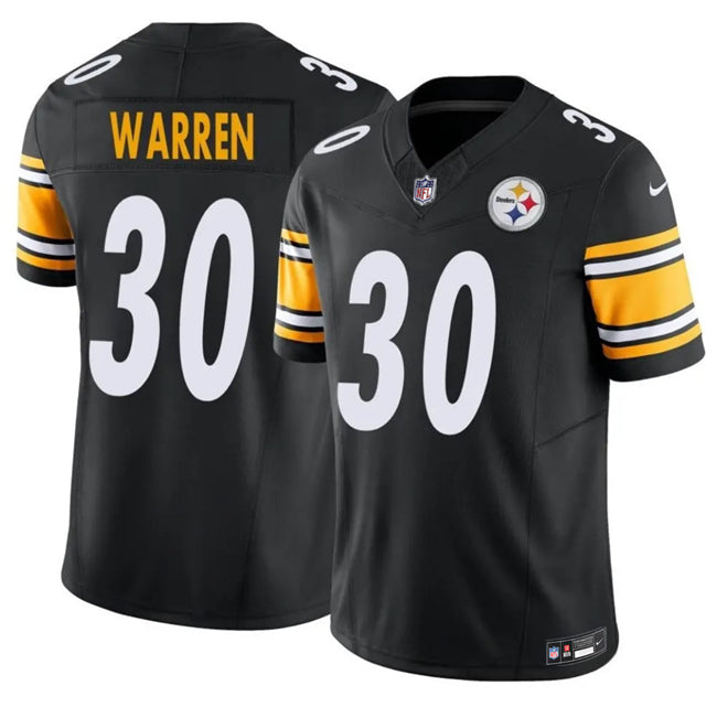 Mens Pittsburgh Steelers #30 Jaylen Warren Black 2025 FUSE Vapor Untouchable Limited Stitched Jersey