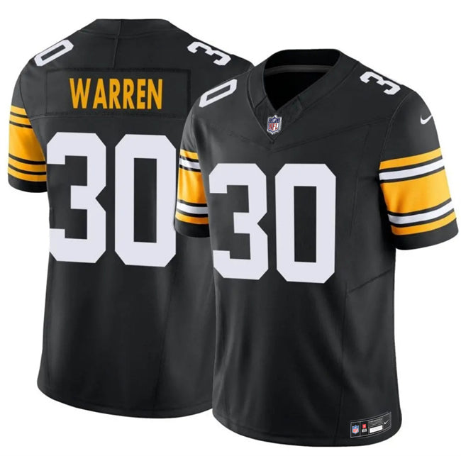 Mens Pittsburgh Steelers #30 Jaylen Warren Black 2025 FUSE Alternate Vapor Untouchable Limited Stitched Jersey