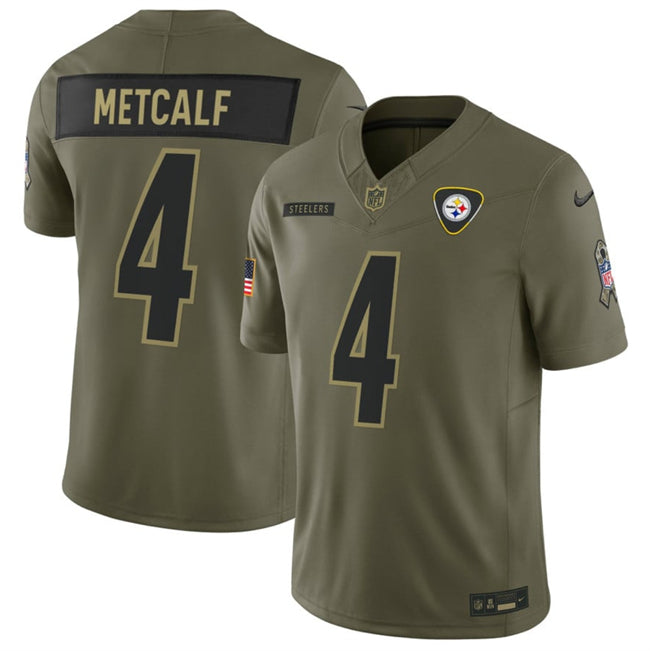 Mens Pittsburgh Steelers #4 DK Metcalf Olive 2025 FUSE Salute to Service Limited Stitched Football Jersey