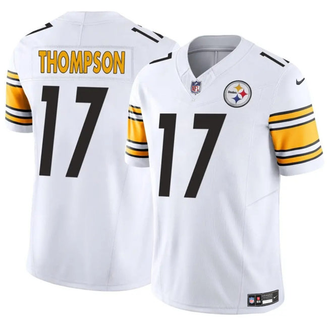 Mens Pittsburgh Steelers #17 Skylar Thompson White 2025 FUSE Vapor Limited Stitched Football Jersey
