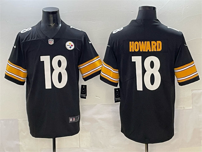 Mens Pittsburgh Steelers #18 Will Howard Black 2025 Vapor Limited Stitched Football Jersey