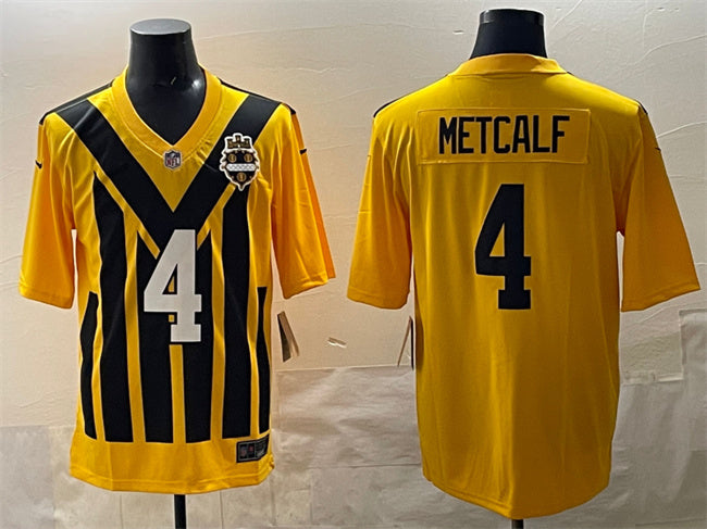 Mens Pittsburgh Steelers #4 DK Metcalf Gold 1933 Throwback Alternate Stitched Football Jersey