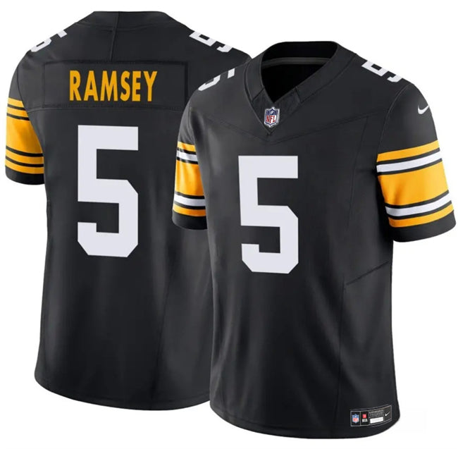 Mens Pittsburgh Steelers #5 Jalen Ramsey Black 2025 FUSE Alternate Vapor Untouchable Limited Stitched Jersey