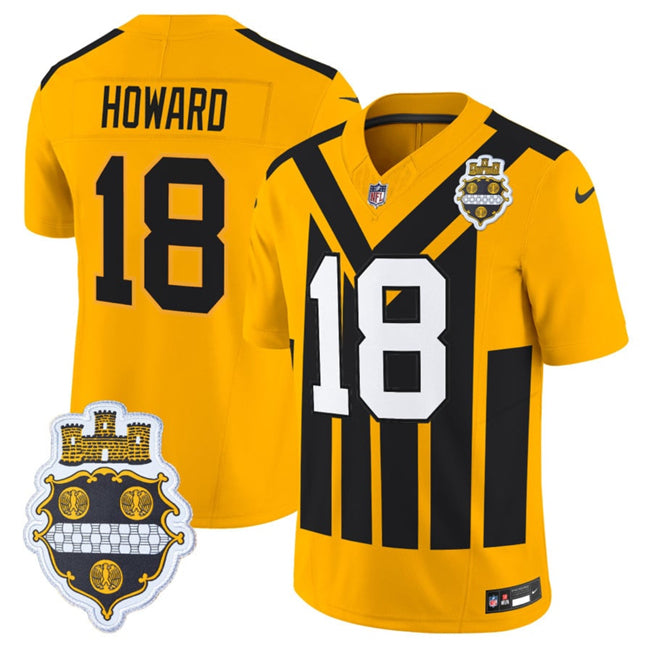 Mens Pittsburgh Steelers #18 Will Howard Gold 1933 FUSE Throwback Alternate Football Stitched Football Jersey