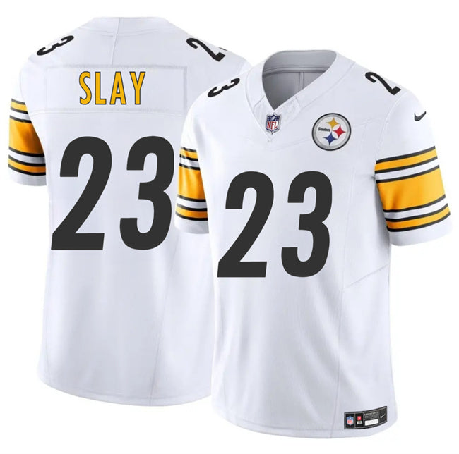 Mens Pittsburgh Steelers #23 Darius Slay White 2025 FUSE Vapor Limited Stitched Football Jersey
