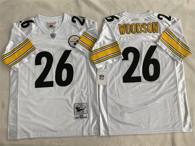 Mens Pittsburgh Steelers #26 Rod Woodson White Stitched Football Jersey