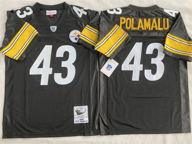 Mens Pittsburgh Steelers #43 Troy Polamalu Black Stitched Football Jersey
