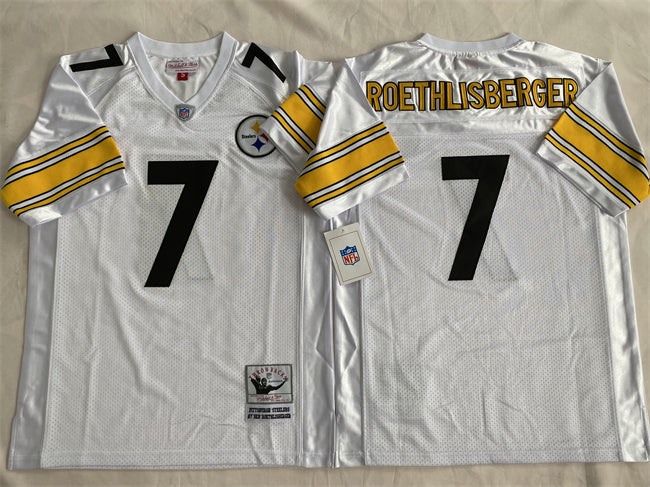 Mens Pittsburgh Steelers #7 Ben Roethlisberger White Stitched Football Jersey
