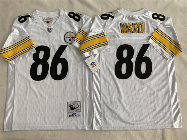 Mens Pittsburgh Steelers #86 Hines Ward White Stitched Football Jersey