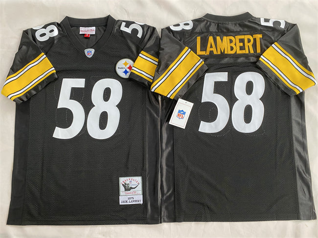 Mens Pittsburgh Steelers #58 Jack Lambert Black Stitched Football Jersey