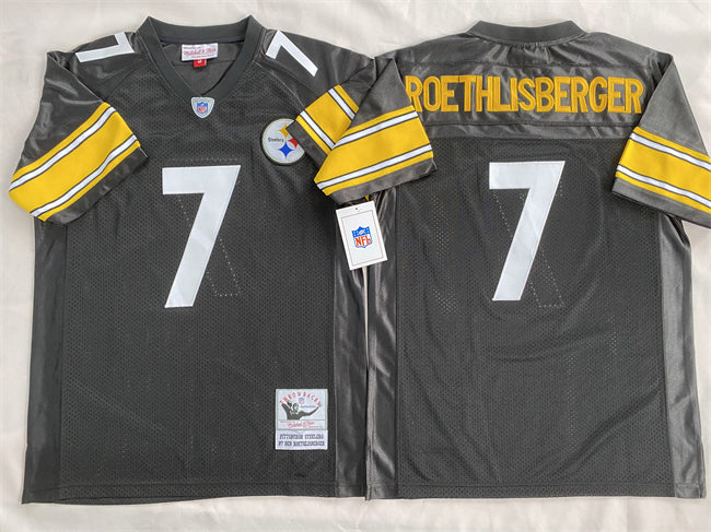 Mens Pittsburgh Steelers #7 Ben Roethlisberger Black Stitched Football Jersey
