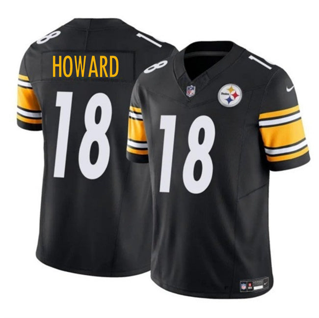 Mens Pittsburgh Steelers #18 Will Howard Black 2025 Draft FUSE Vapor Limited Stitched Football Jersey