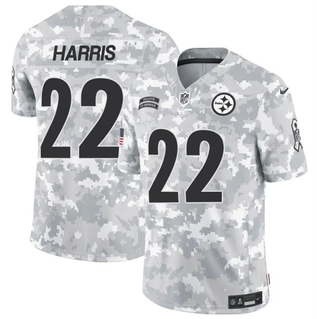 Mens Pittsburgh Steelers #22 Najee Harris 2024 FUSE Arctic Camo Salute to Service Limited Stitched Football Jersey