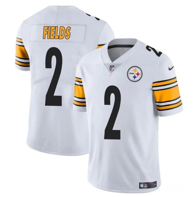 Mens Pittsburgh Steelers #2 Justin Fields White Vapor Untouchable Limited Stitched Jersey