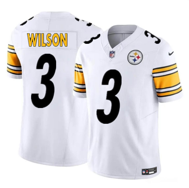 Mens Pittsburgh Steelers #3 Russell Wilson White FUSE Vapor Untouchable Limited Stitched Jersey