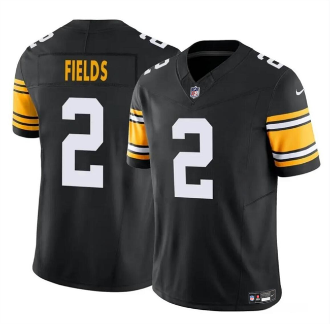 Mens Pittsburgh Steelers #2 Justin Fields Black 2024 FUSE Vapor Untouchable Limited Stitched Jersey