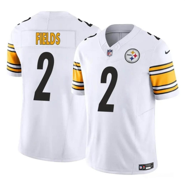 Mens Pittsburgh Steelers #2 Justin Fields White 2024 FUSEVapor Untouchable Limited Stitched Jersey