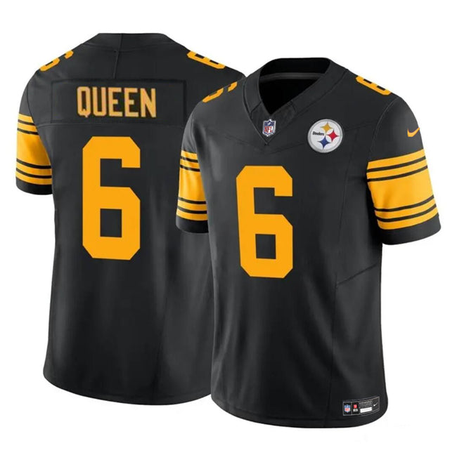 Mens Pittsburgh Steelers #6 Patrick Queen Black 2023 FUSE Color Rush Vapor Untouchable Limited Stitched Jersey