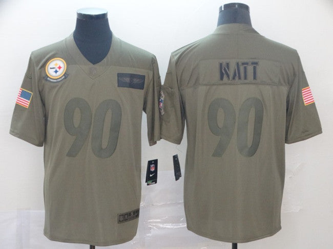 Mens Pittsburgh Steelers #90 T J Watt 2019 Camo Salute To Service Limited Stitched Jersey