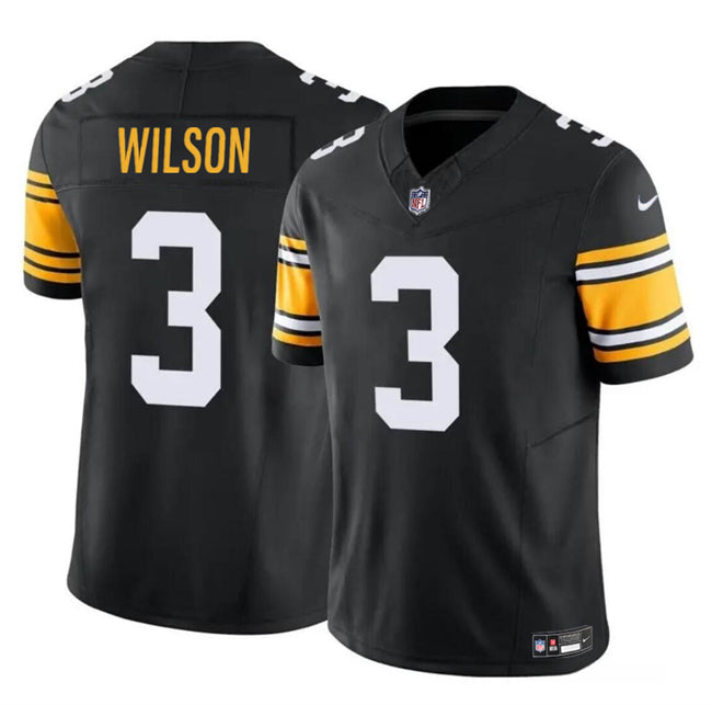 Mens Pittsburgh Steelers #3 Russell Wilson Black FUSE Vapor Untouchable Limited Stitched Jersey