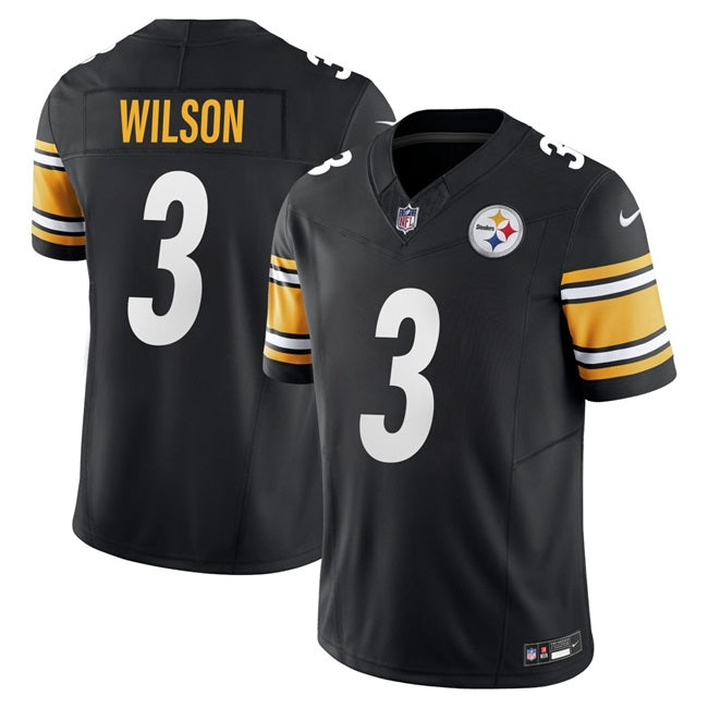Mens Pittsburgh Steelers #3 Russell Wilson Black 2024 FUSE Vapor Untouchable Limited Stitched Jersey