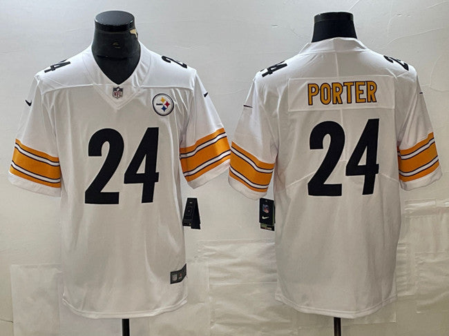 Mens Pittsburgh Steelers #24 Joey Porter Jr White Vapor Untouchable Limited Stitched Jersey